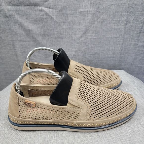 Pikolinos Mens Linares Loafer Shoes Nubuck Khaki Perforated SZ 42 UR 8.5 -- 9 US